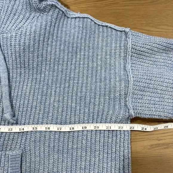 American Eagle Blue Knit Hoodie Sweater Small Cozy Pullover Layering Oversized - Picture 14 of 14